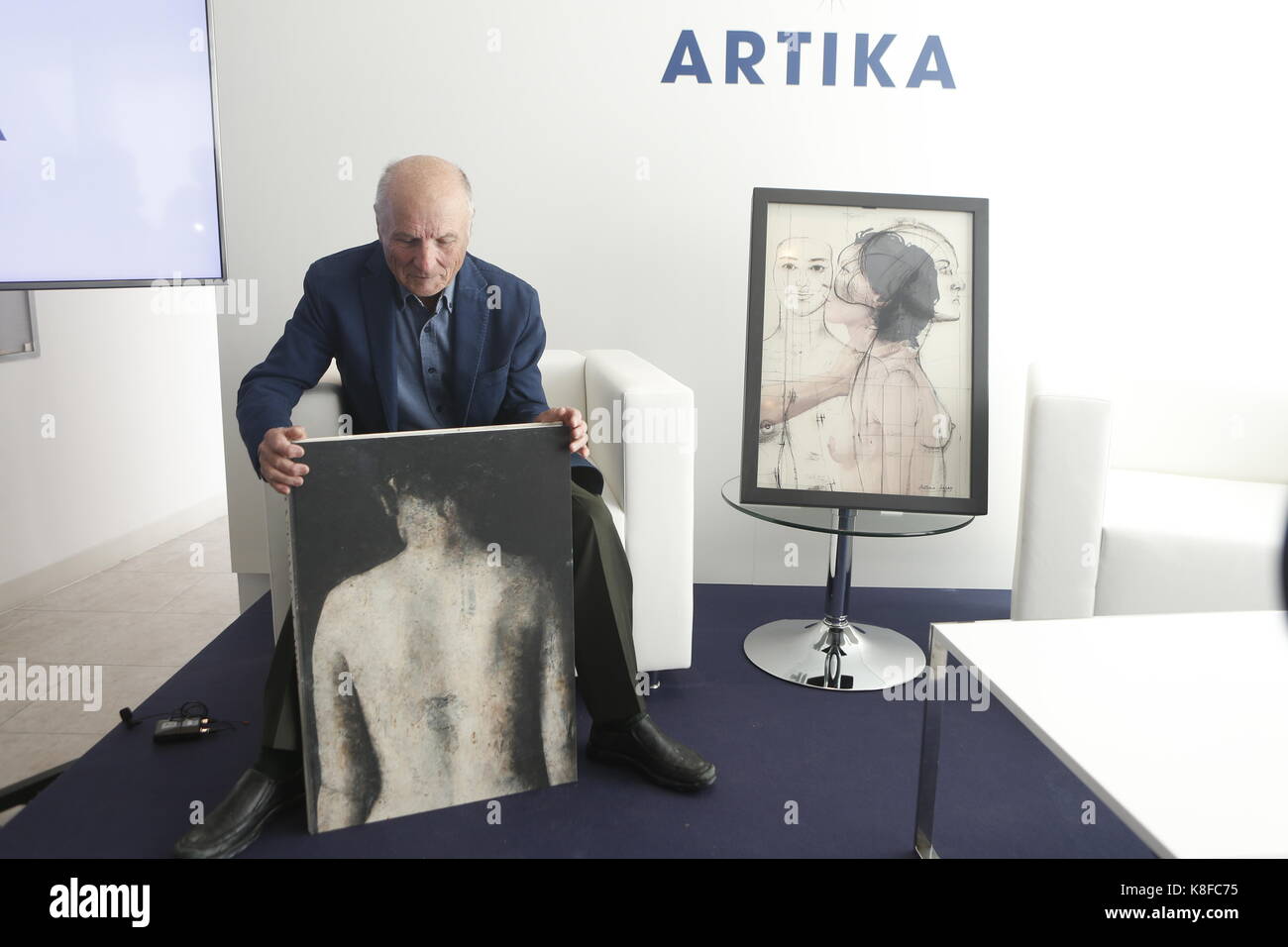 Madrid, Spanien. 19 Sep, 2017. Der Maler und Bildhauer Antonio Lopez während der Präsentation Ausstellung'' Stellen und Blumen'' in Madrid Dienstag, Sept. 19, 2017 Credit: Gtres Información más Comuniación auf Linie, S.L./Alamy leben Nachrichten Stockfoto