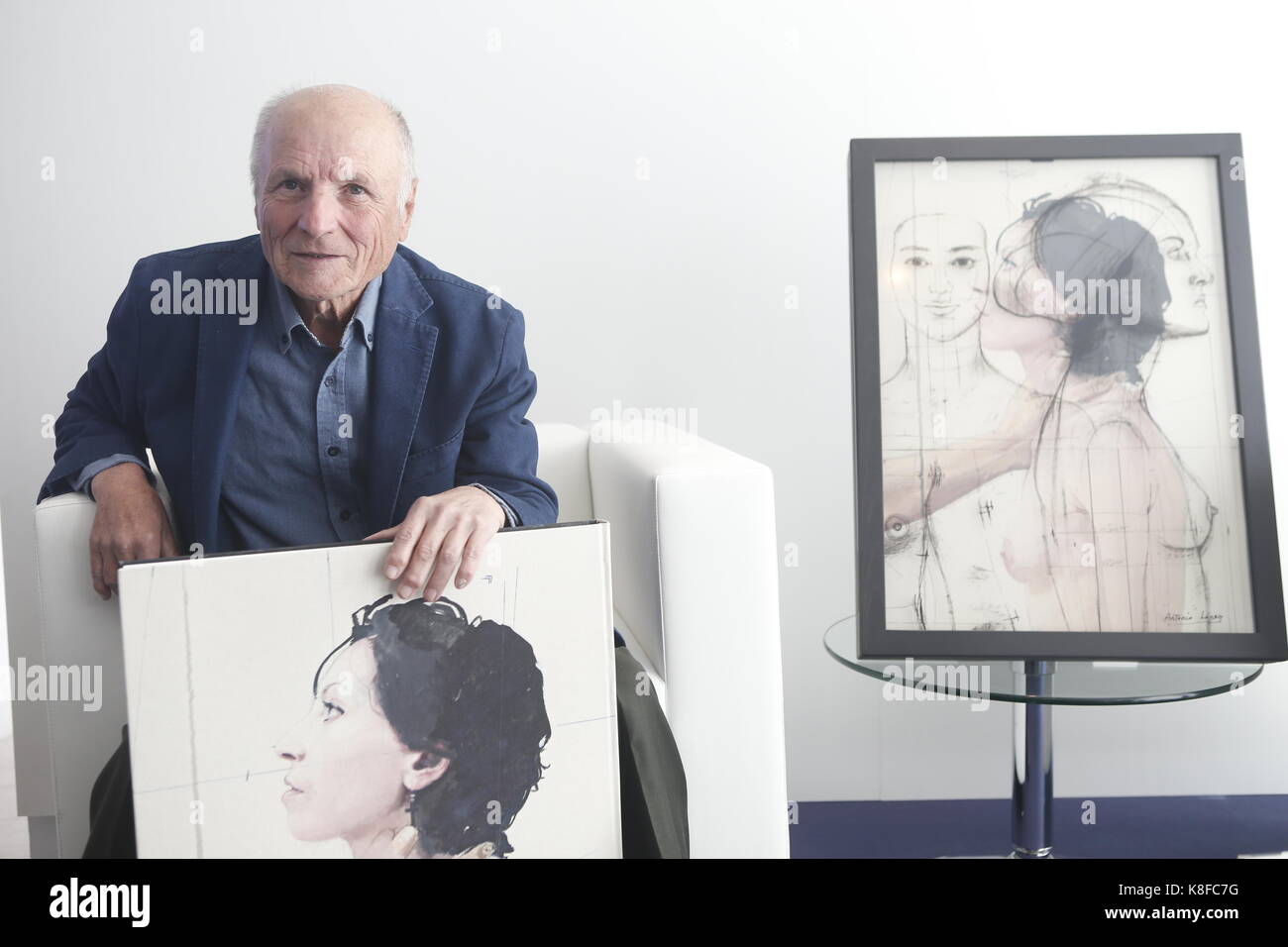 Madrid, Spanien. 19 Sep, 2017. Der Maler und Bildhauer Antonio Lopez während der Präsentation Ausstellung'' Stellen und Blumen'' in Madrid Dienstag, Sept. 19, 2017 Credit: Gtres Información más Comuniación auf Linie, S.L./Alamy leben Nachrichten Stockfoto