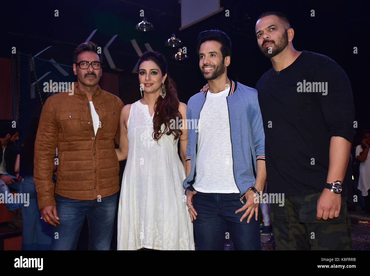 Mumbai, Indien. 19. September 2017. Golmaal bollywwod Film wieder cast Ajay Devgan, Tabu, Tushar Kapoor und Direktor Rohit Shetty beim Finale Schießen von Farben Khatron Ke khiladi Show in MWS-Studio vorhanden, Madh Island in Mumbai am 19. Sept. 2017. Credit: Azhar Khan/Alamy leben Nachrichten Stockfoto