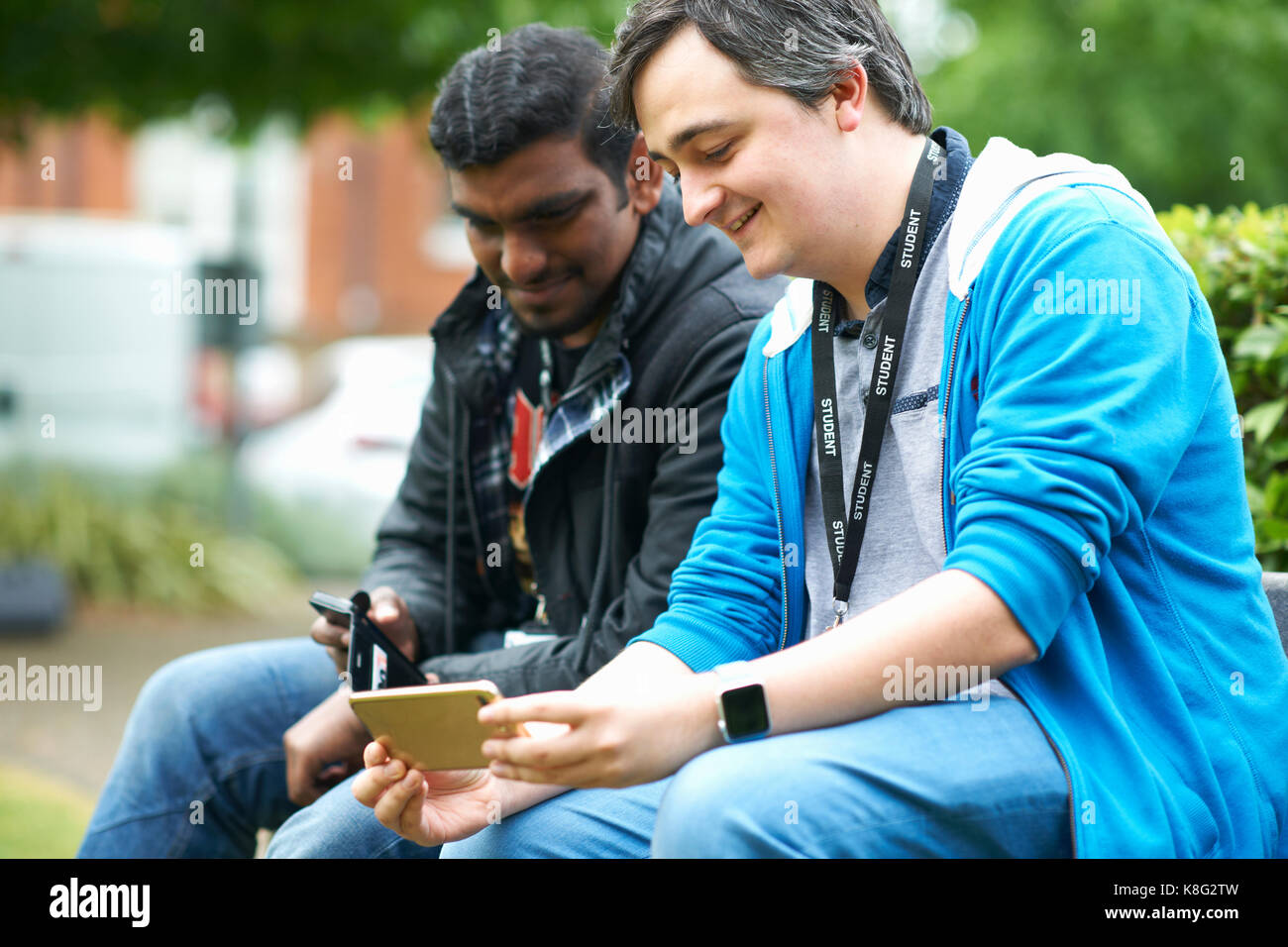 Schüler in der Berufsschule, die Pause Stockfoto