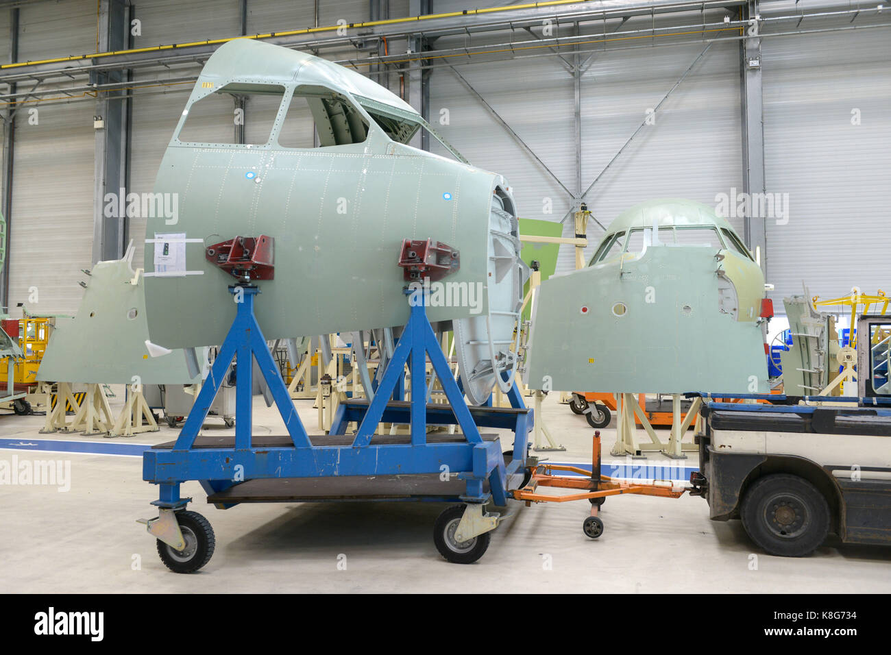 Méaulte (Nordfrankreich): Stelia Aerospace, ein Unternehmen von Airbus Gruppe, entwirft und fertigt Flugzeugkomponenten, Pilotensitze und Premium Cla Stockfoto