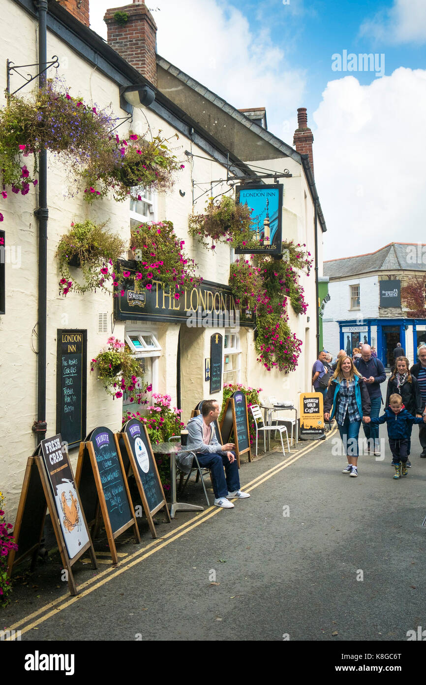 Historischen Pub - das historische London Inn Public House in Padstow an der Küste von North Cornwall. Stockfoto