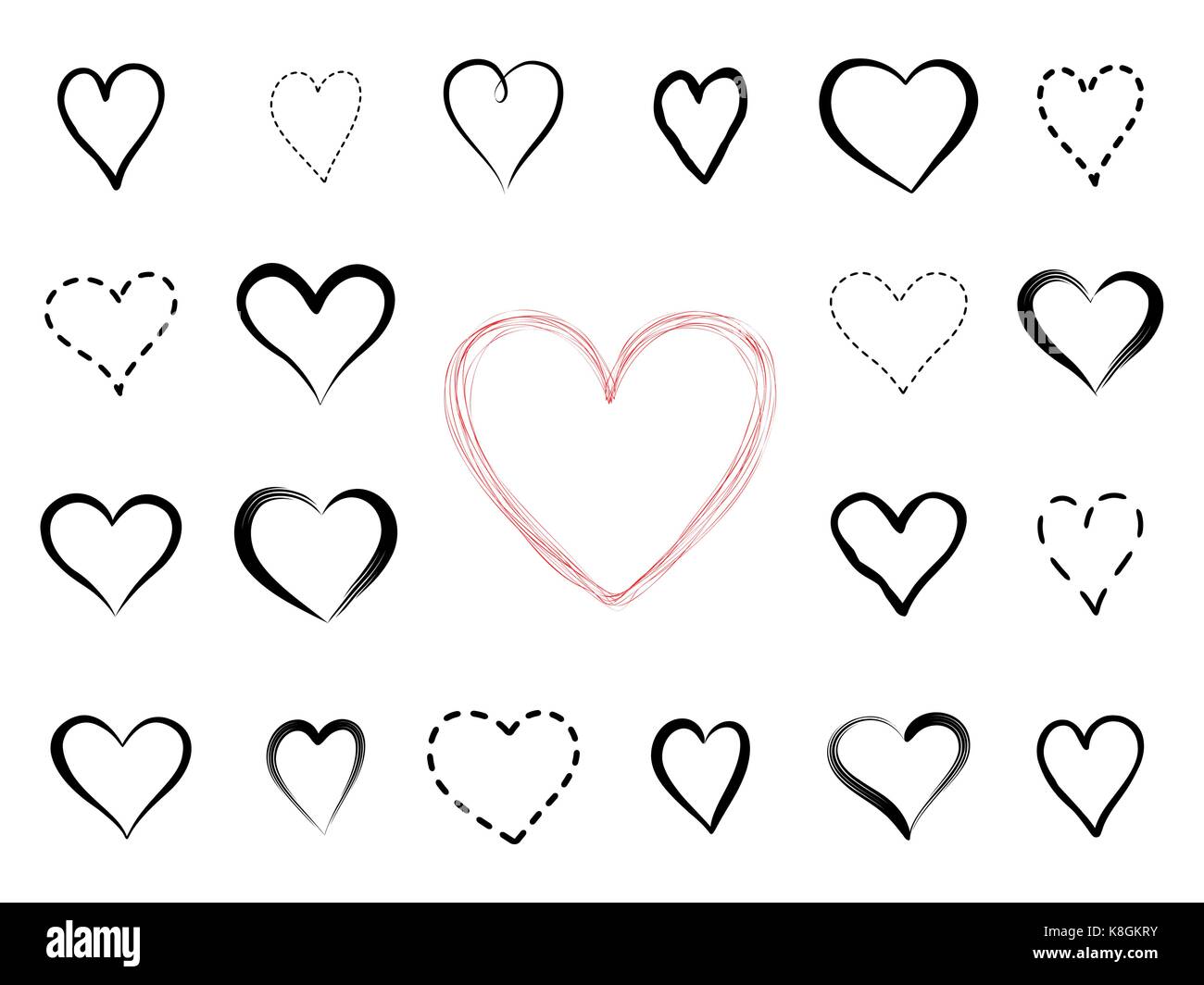 Liebe Herz Gezeichnet Icon Set Valentine S Holiday Gruss Zeichen Stock Vektorgrafik Alamy