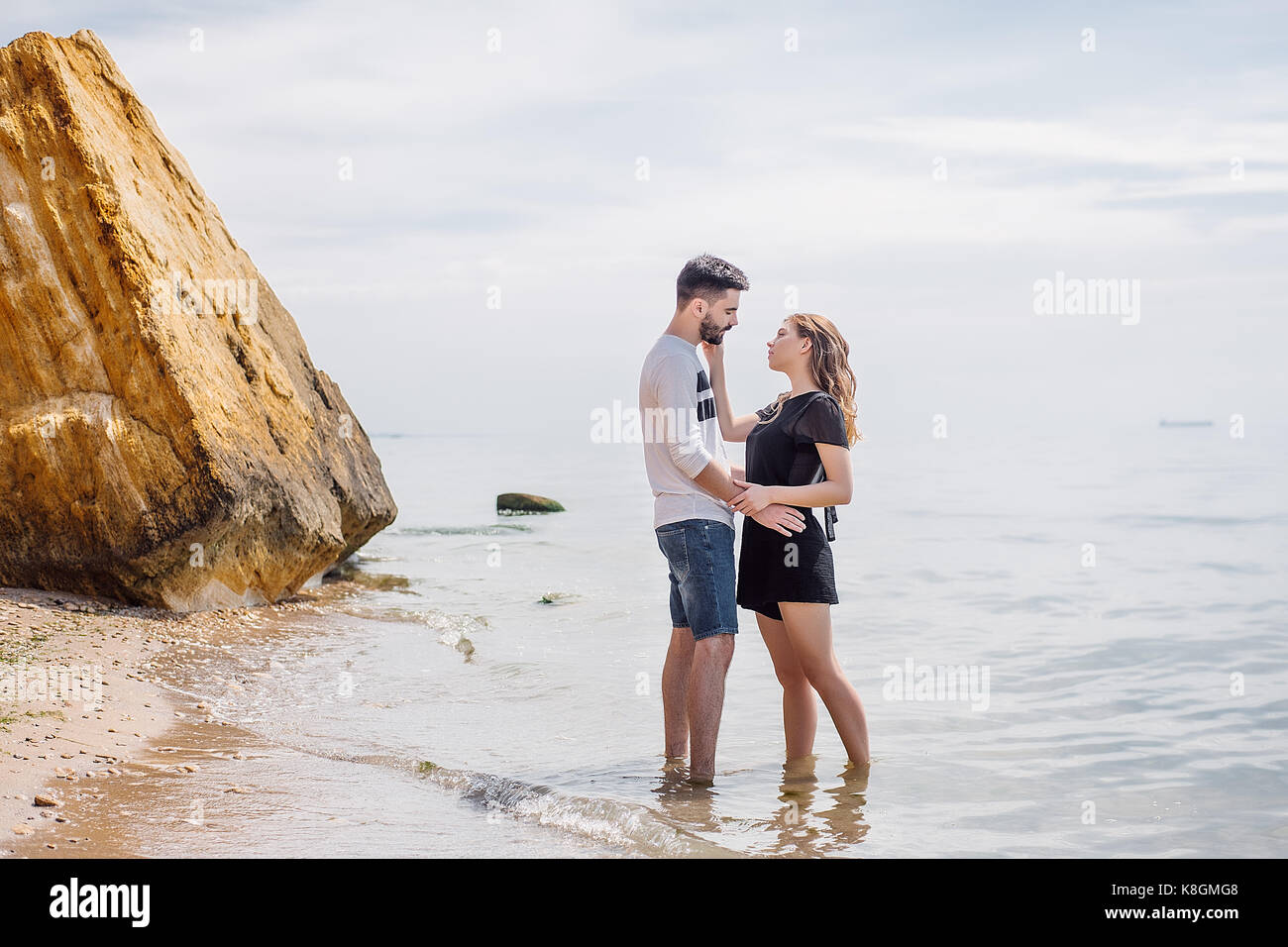 Paar am Strand, Odessa, Ukraine Stockfoto
