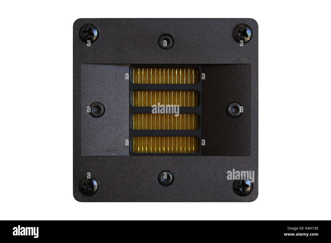 Audio Hochtöner close-up auf weißem Hintergrund isolieren Stockfoto