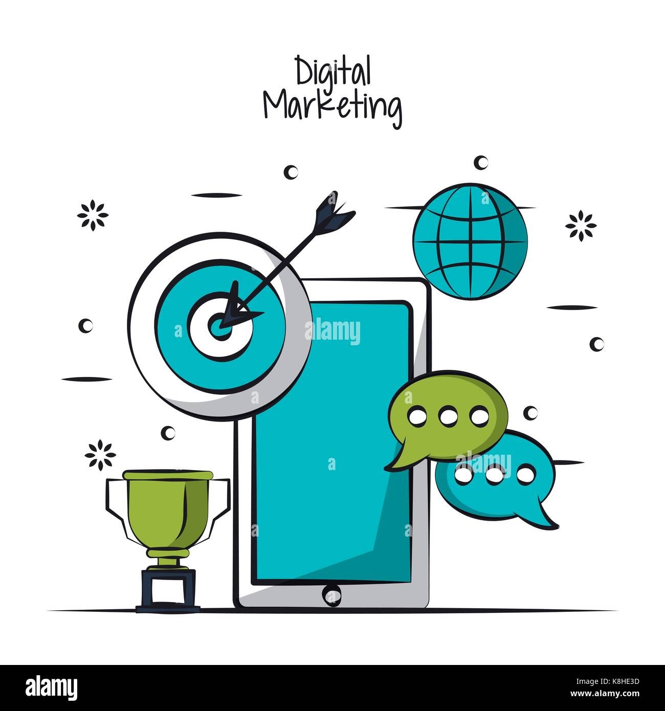 Digital Marketing und Business Stock Vektor