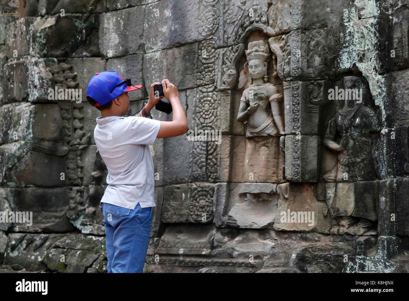 10-jähriger Junge Angkor in Kambodscha. Stockfoto