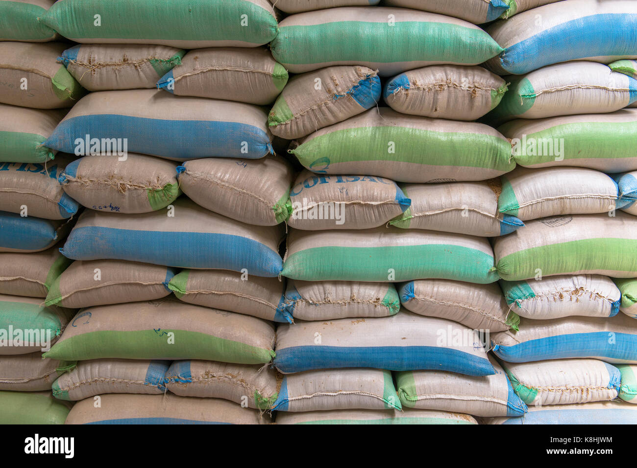 Reis Verarbeitung und Verpackung Fabrik. senegal. Stockfoto