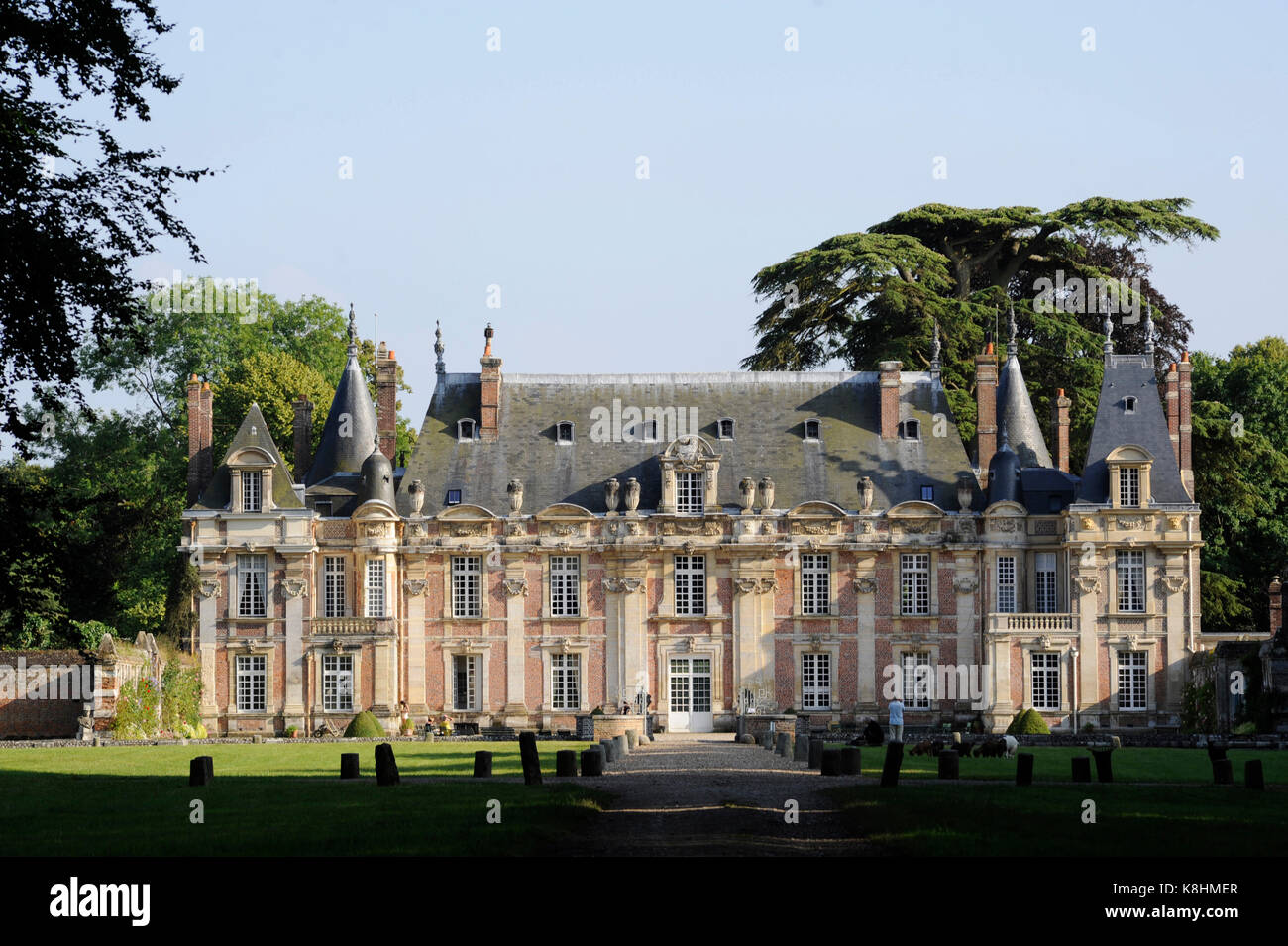 Varengeville-sur-Mer, im Pays de Caux' Bereich: das Chateau de Miromesnil, wo Guy de Maupassant geboren wurde. Das Gebäude ist als Französische registriert Stockfoto