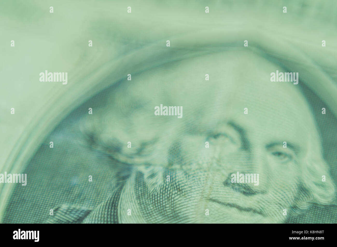 In der Nähe von Dollar, Geld, 1 Dollar Note, halb Dollar Münze Stockfoto