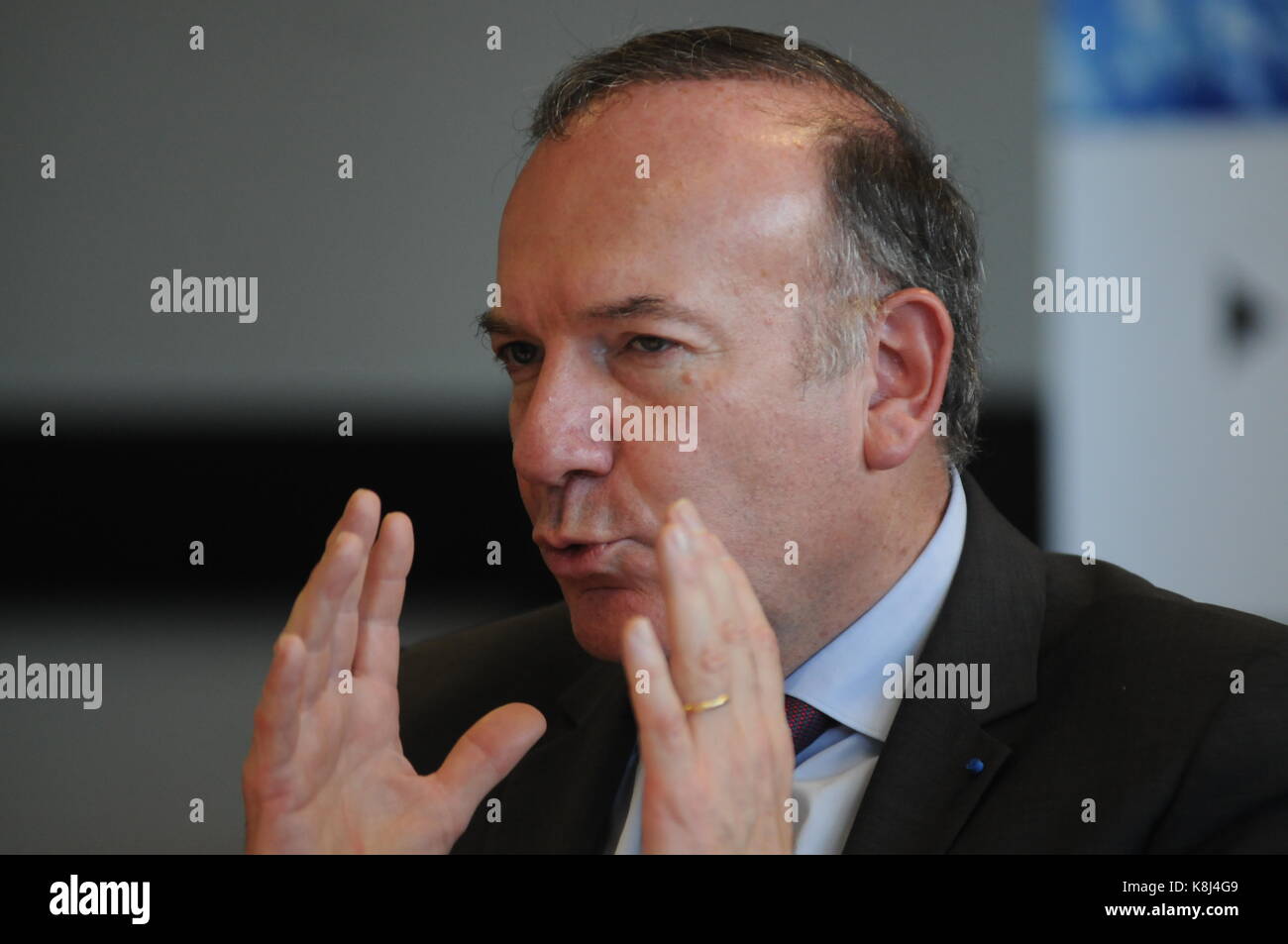 Pierre Gattaz, Präsident des Arbeitgeberverbandes MEDEF, Gespräche in Lyon, Frankreich Stockfoto