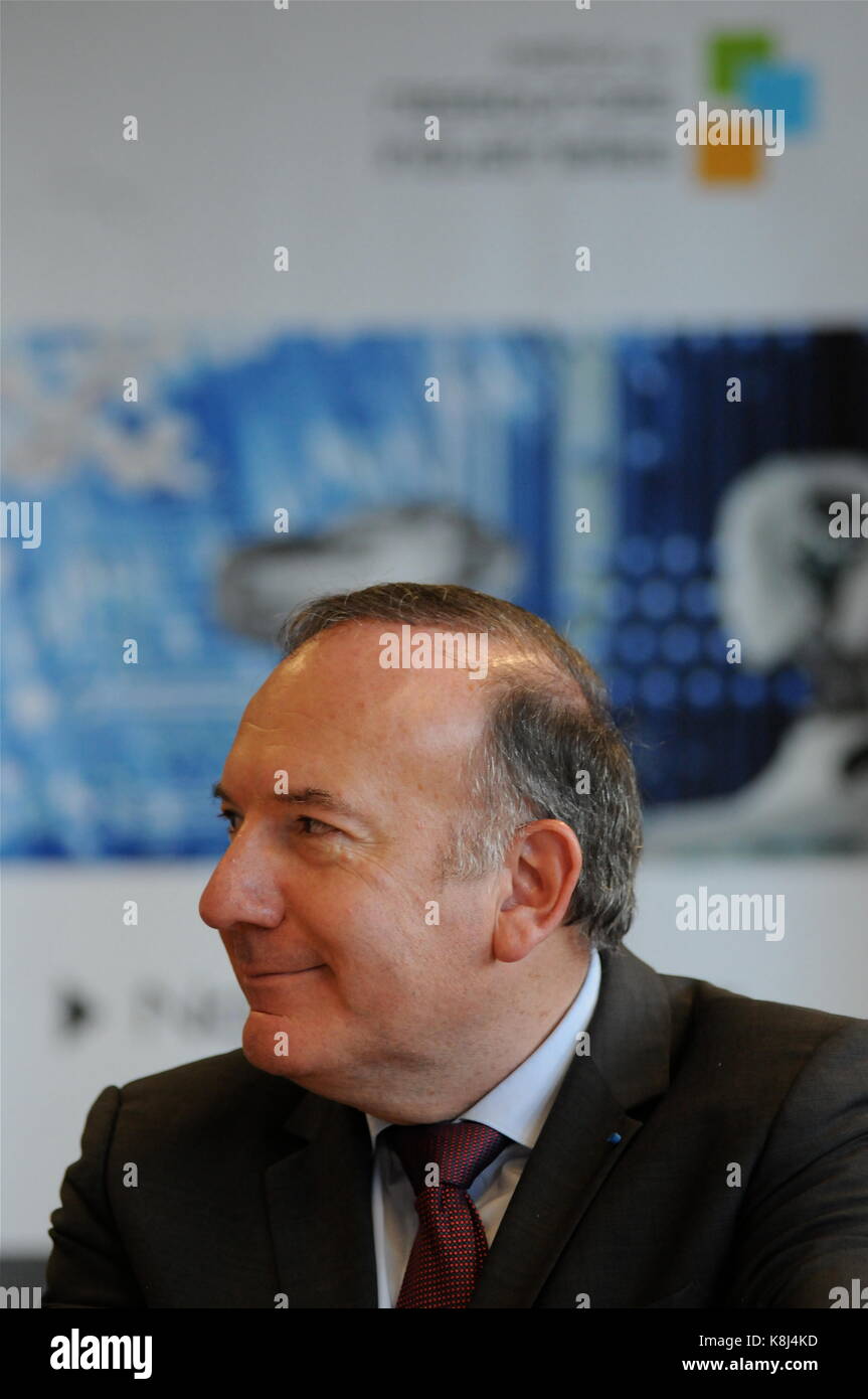 Pierre Gattaz, Präsident des Arbeitgeberverbandes MEDEF, Gespräche in Lyon, Frankreich Stockfoto