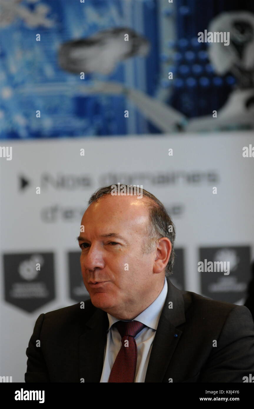 Pierre Gattaz, Präsident des Arbeitgeberverbandes MEDEF, Gespräche in Lyon, Frankreich Stockfoto
