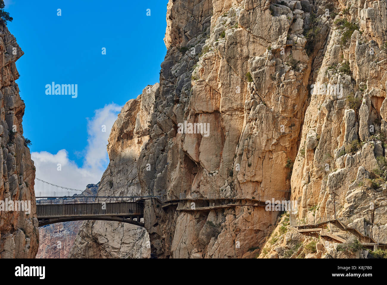 Desfiladero de lo Gaitanes. die Kï¿½ige weg, caminito del Rey, El chorro Schluchten, Perugia, Provinz Malaga, Andalusien, Spanien Stockfoto
