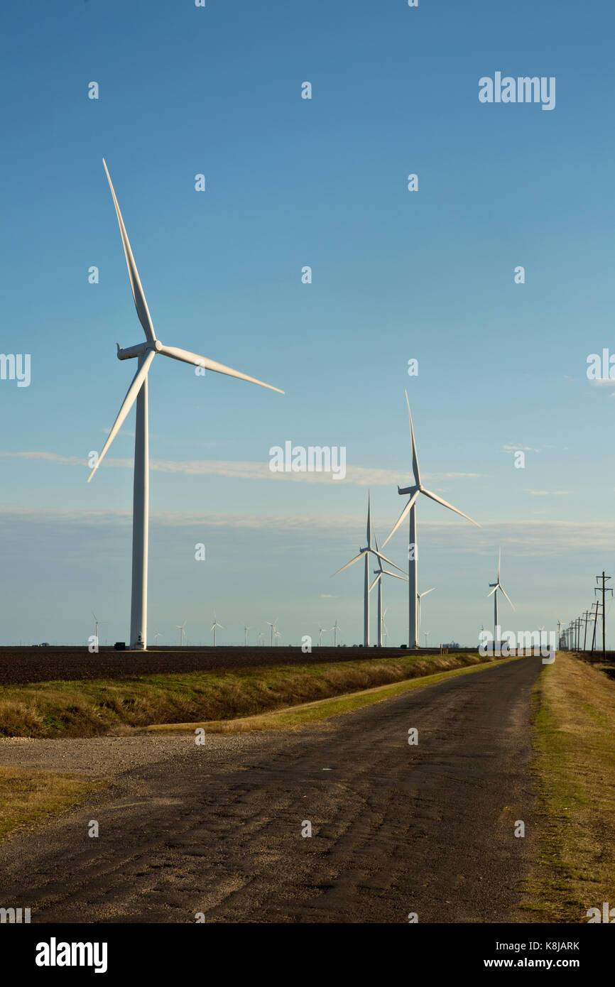 Windenergieanlage in der Nähe von Sinton, Texas, USA Stockfoto