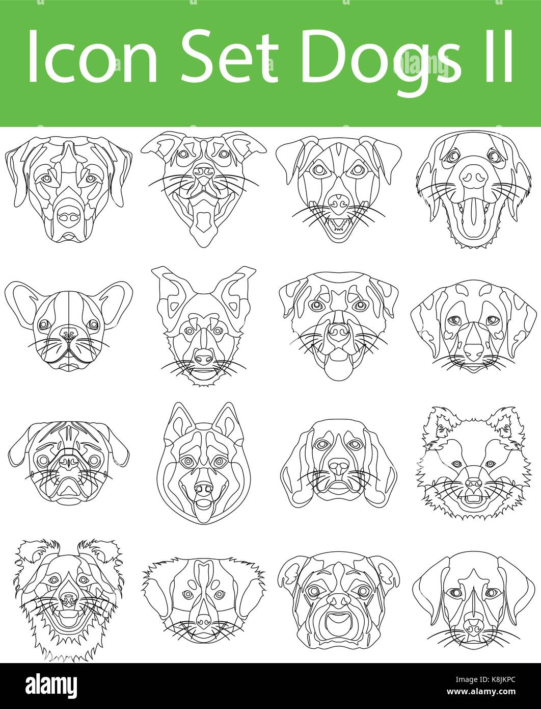 Icon Set Hunde II mit 16 Icons für den kreativen Einsatz in Grafik Design Stock Vektor