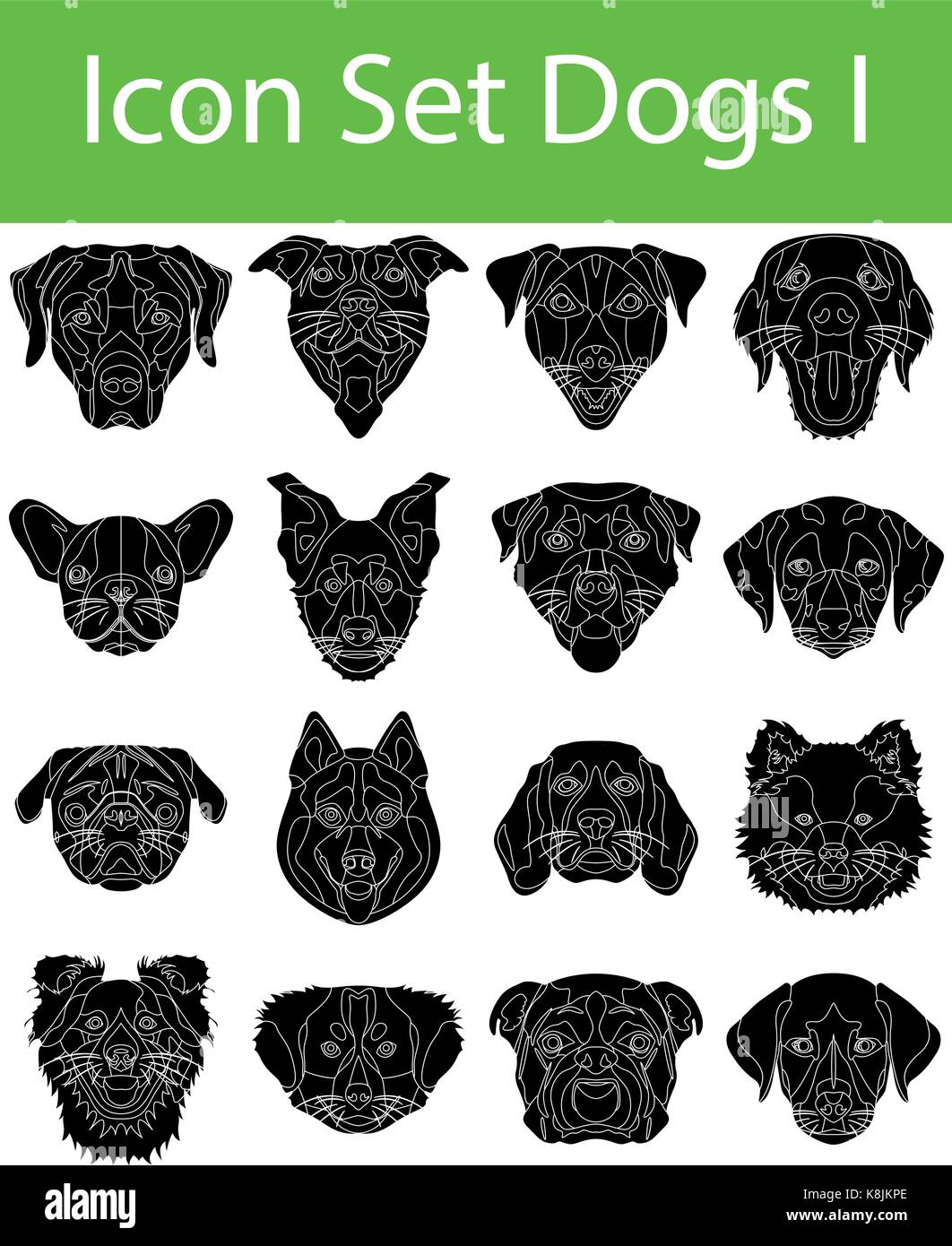 Icon Set Hunde ich mit 16 Icons für den kreativen Einsatz in Grafik Design Stock Vektor