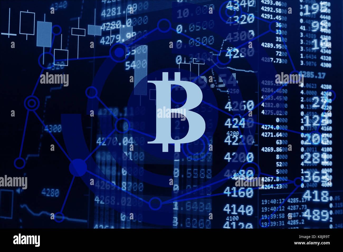 Börse von cryptocurrency und bitcoin Konzept. Stockfoto
