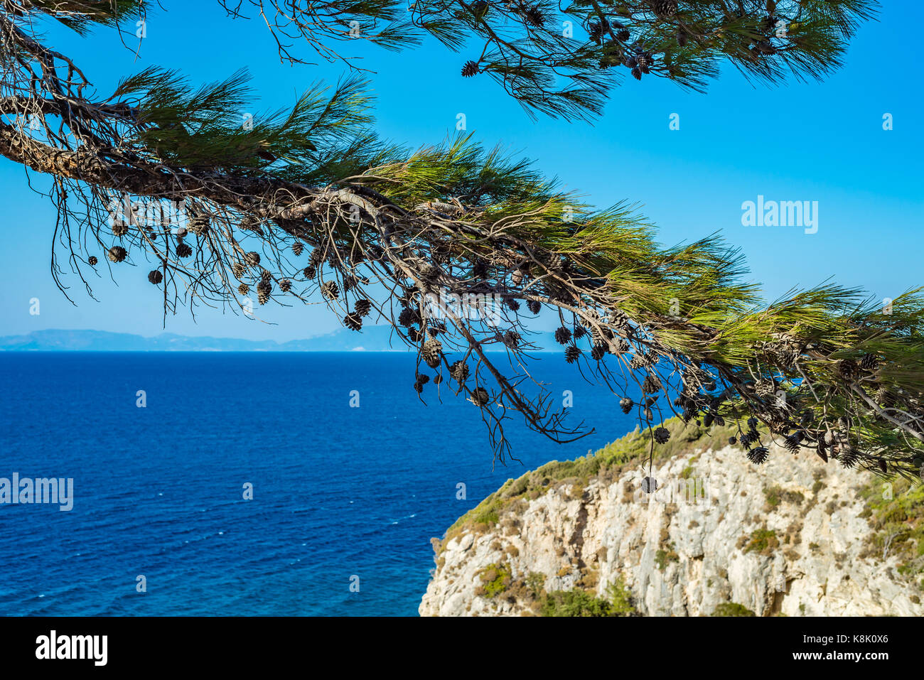Meerblick auf Samos, Griechenland Stockfoto
