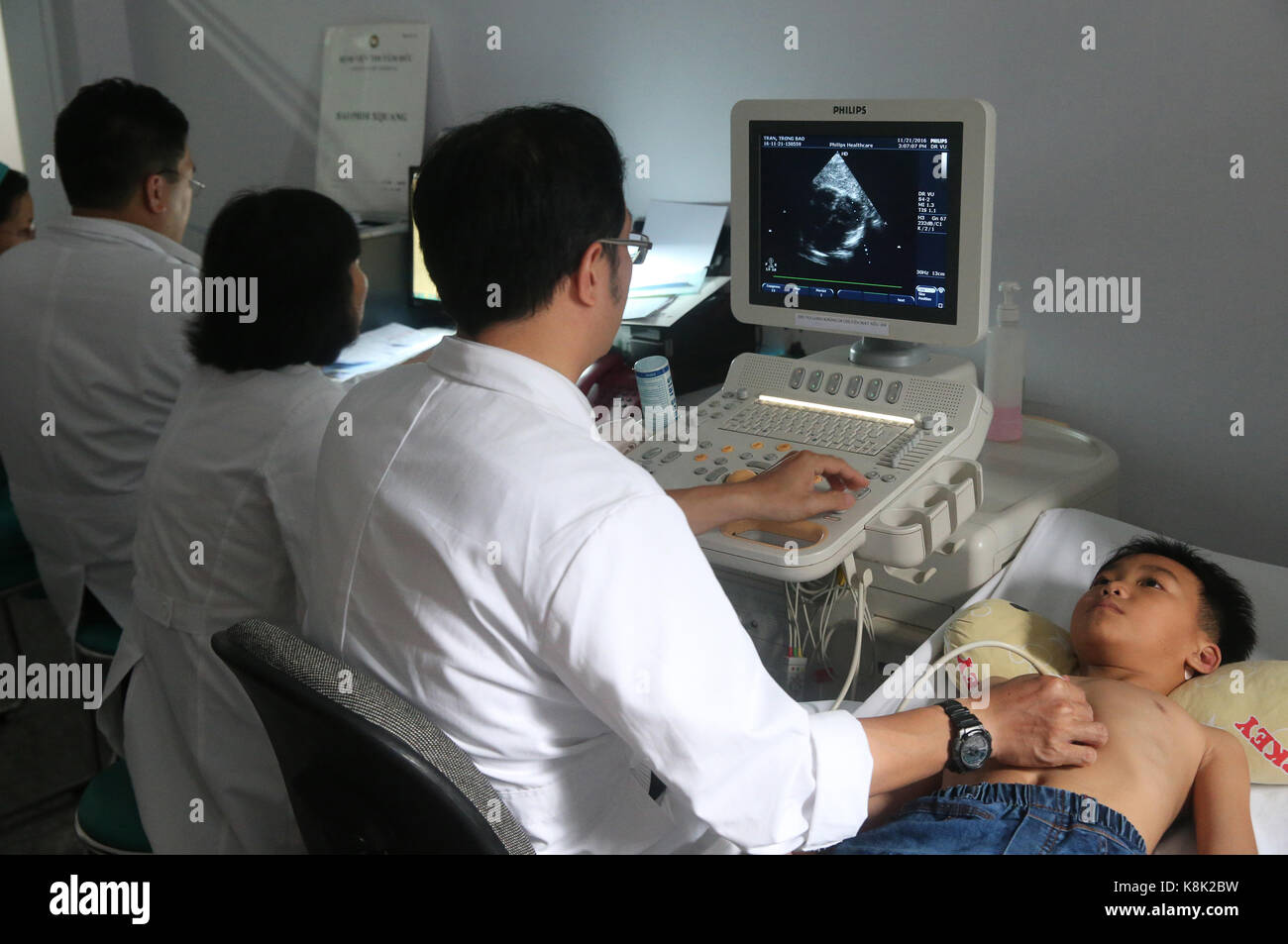 Tam duc Heart Hospital. Doppler Echokardiographie. Ho Chi Minh Stadt. Vietnam. Stockfoto