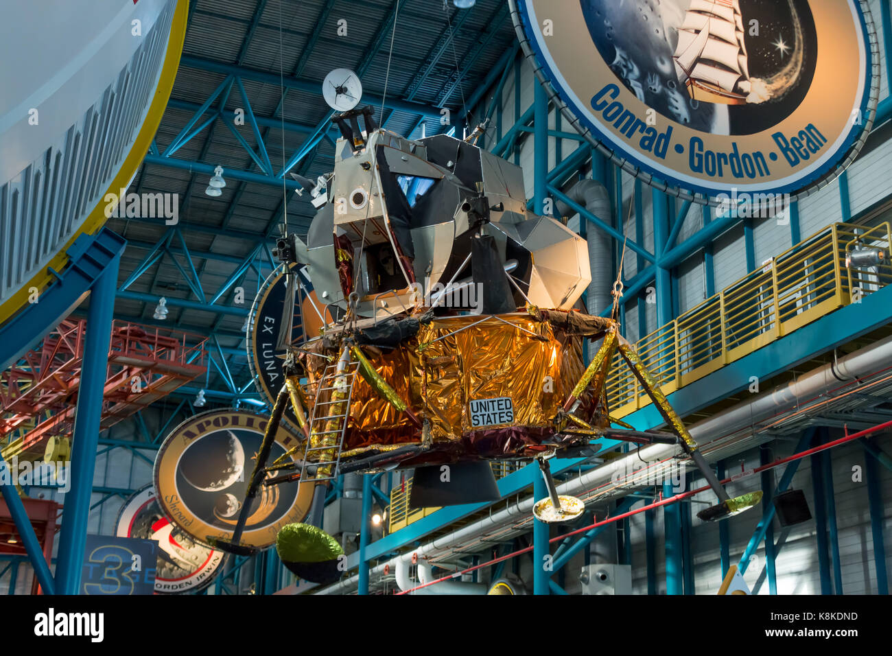 Nicht verwendete Apollo Lunar Module, im Kennedy Space Center / Apollo Saturn V-Center Stockfoto