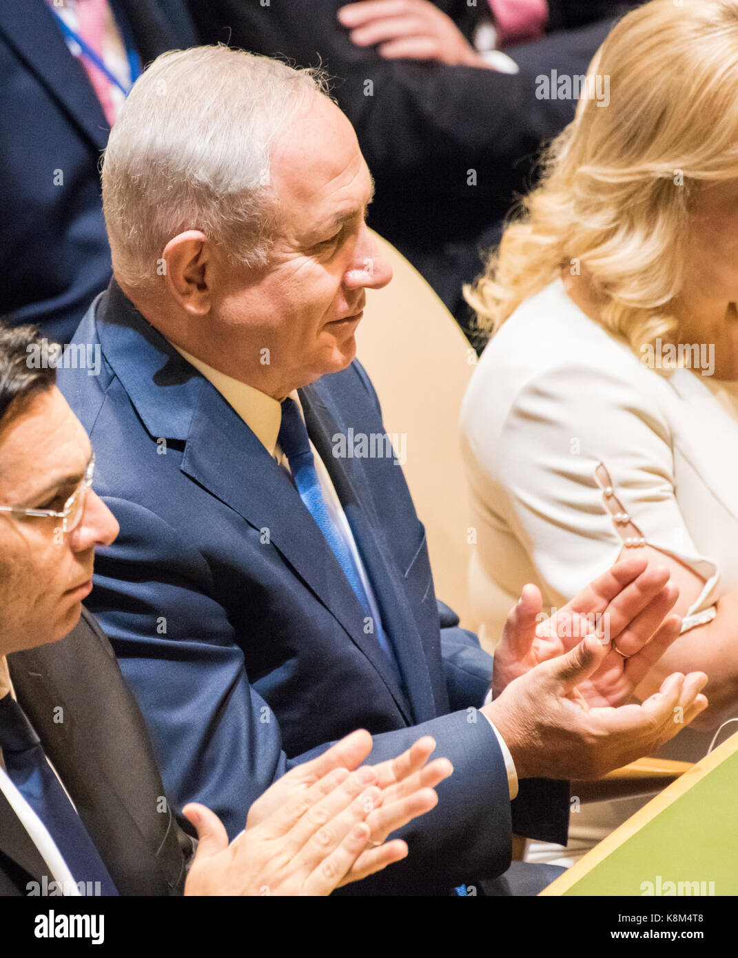 New York City, USA. 19 Sep, 2017. Der israelische Premierminister Benjamin Netanjahu lobt Tump der Erläuterungen zur Unterstützung Israels Credit: Andy Katz/Pacific Press/Alamy leben Nachrichten Stockfoto