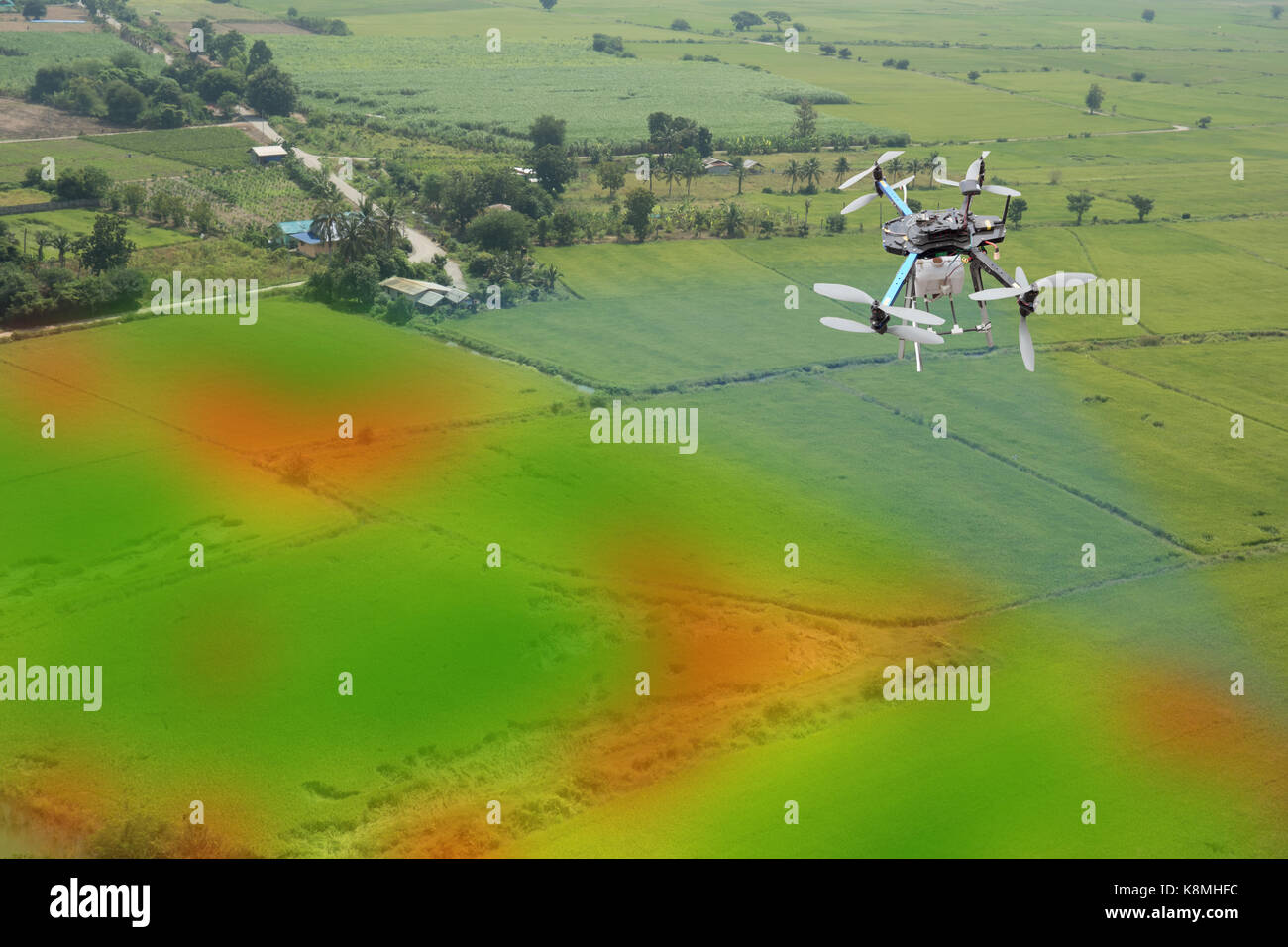 Drone für Landwirtschaft, Drone verwenden Sie für verschiedene Bereiche wie Forschung Analyse, Sicherheit, Rettung, Gelände Scanning Technologie, Überwachung Boden Hydratation, yie Stockfoto