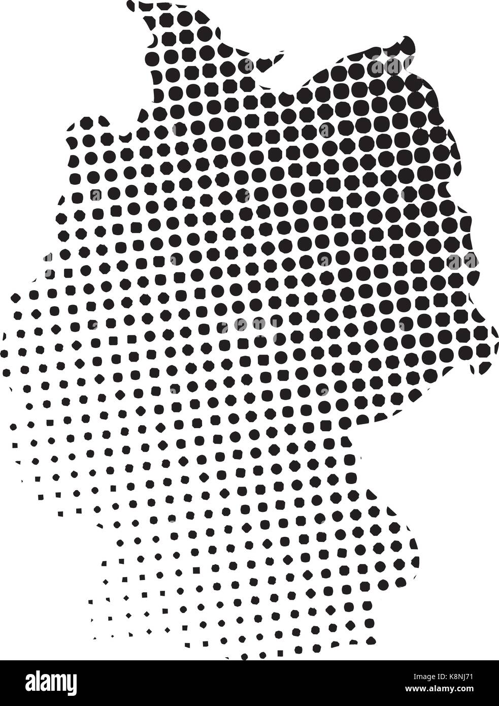 Deutschland Karte halftone Vektor symbol Icon Design. Abbildung auf weißem Hintergrund. Stock Vektor