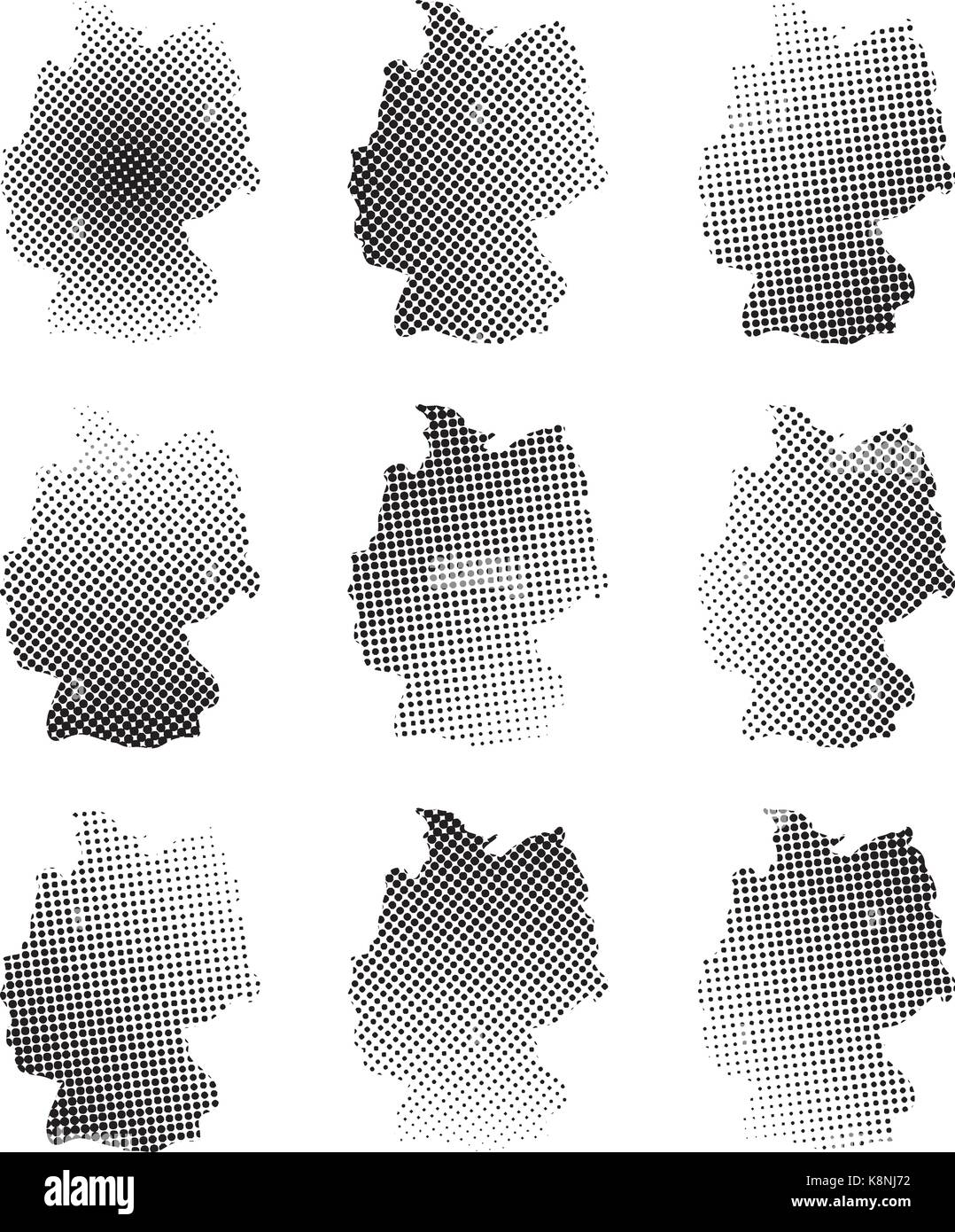 Deutschland Karte halftone Vektor symbol Icon Design. Abbildung auf weißem Hintergrund. Stock Vektor