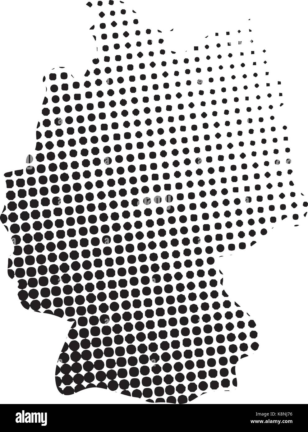 Deutschland Karte halftone Vektor symbol Icon Design. Abbildung auf weißem Hintergrund. Stock Vektor