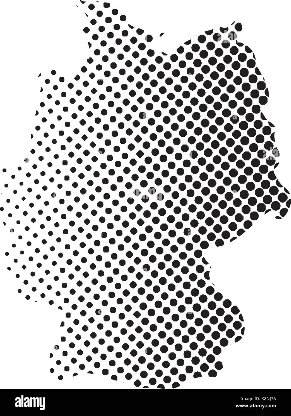 Deutschland Karte halftone Vektor symbol Icon Design. Abbildung auf weißem Hintergrund. Stock Vektor