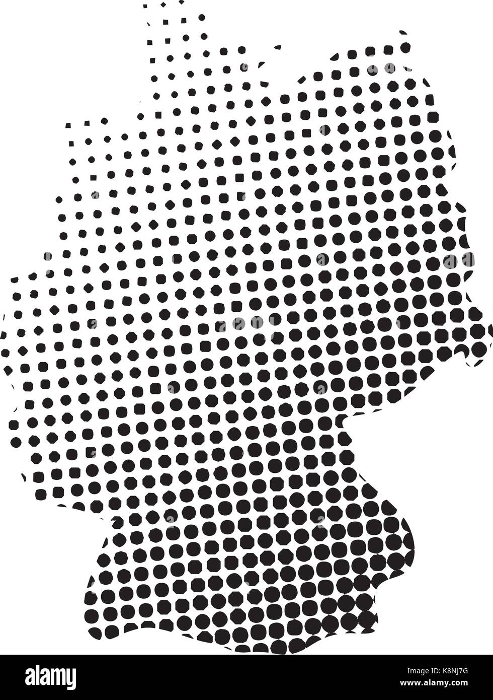 Deutschland Karte halftone Vektor symbol Icon Design. Abbildung auf weißem Hintergrund. Stock Vektor
