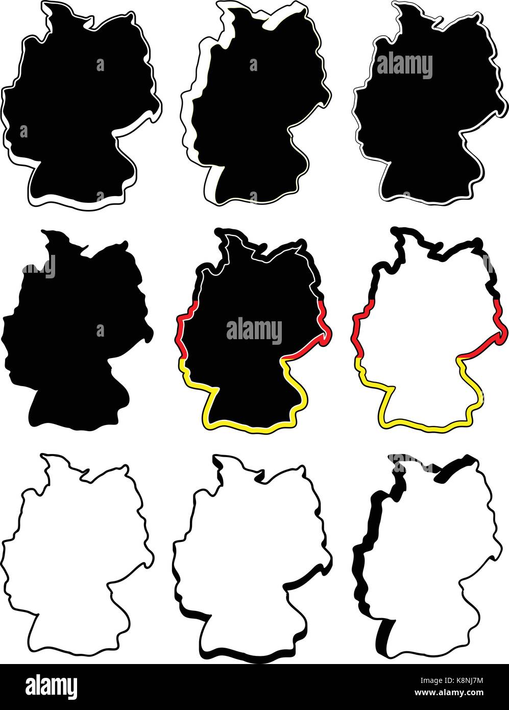 Deutschland Karte vektor Symbol set Icon Design. silhouette Abbildung auf weißem Hintergrund. Stock Vektor