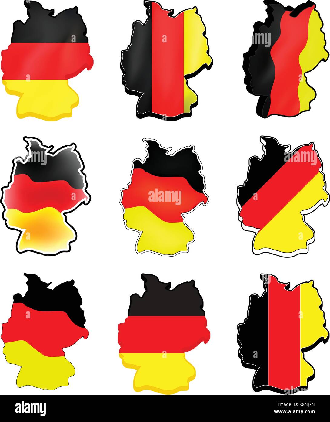 Deutschland Karte ein Vektor symbol Icon Design. deutsche Fahne Farben Abbildung auf weißem Hintergrund. Stock Vektor