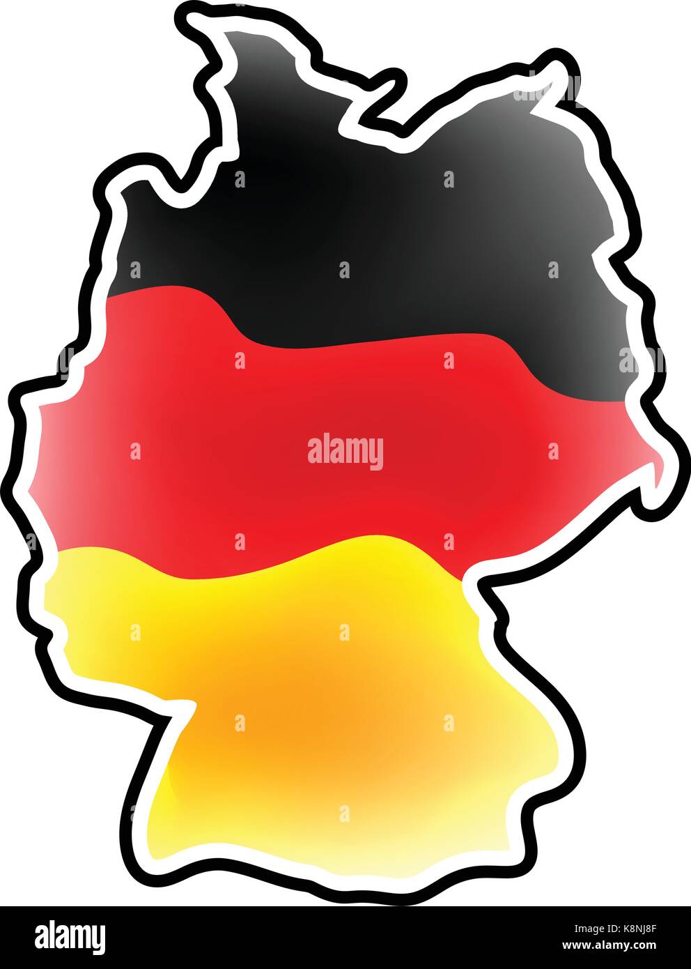 Deutschland Karte Vektor symbol Icon Design. deutsche Fahne Farben Abbildung auf weißem Hintergrund. Stock Vektor