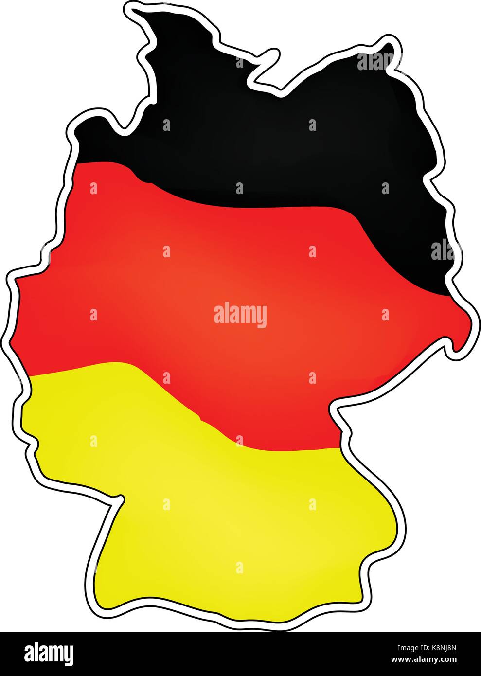 Deutschland Karte Vektor symbol Icon Design. deutsche Fahne Farben Abbildung auf weißem Hintergrund. Stock Vektor