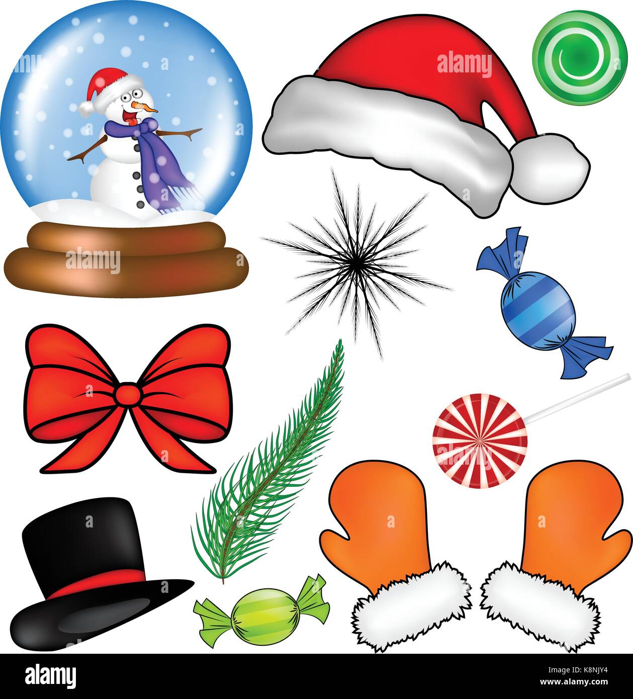 Weihnachten Icon Set, Symbol, Design. Winter Vector Illustration auf weißem Hintergrund. Stock Vektor