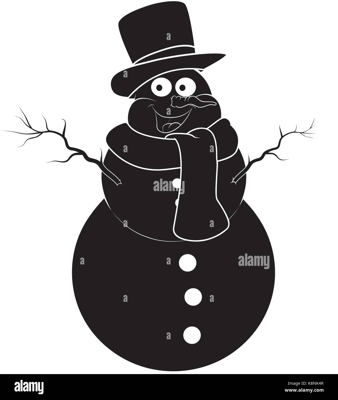 Schneemann silhouette cartoon Design für die Karte. Symbol Winter, Symbol vektor Illustration auf weißem Hintergrund. Stock Vektor