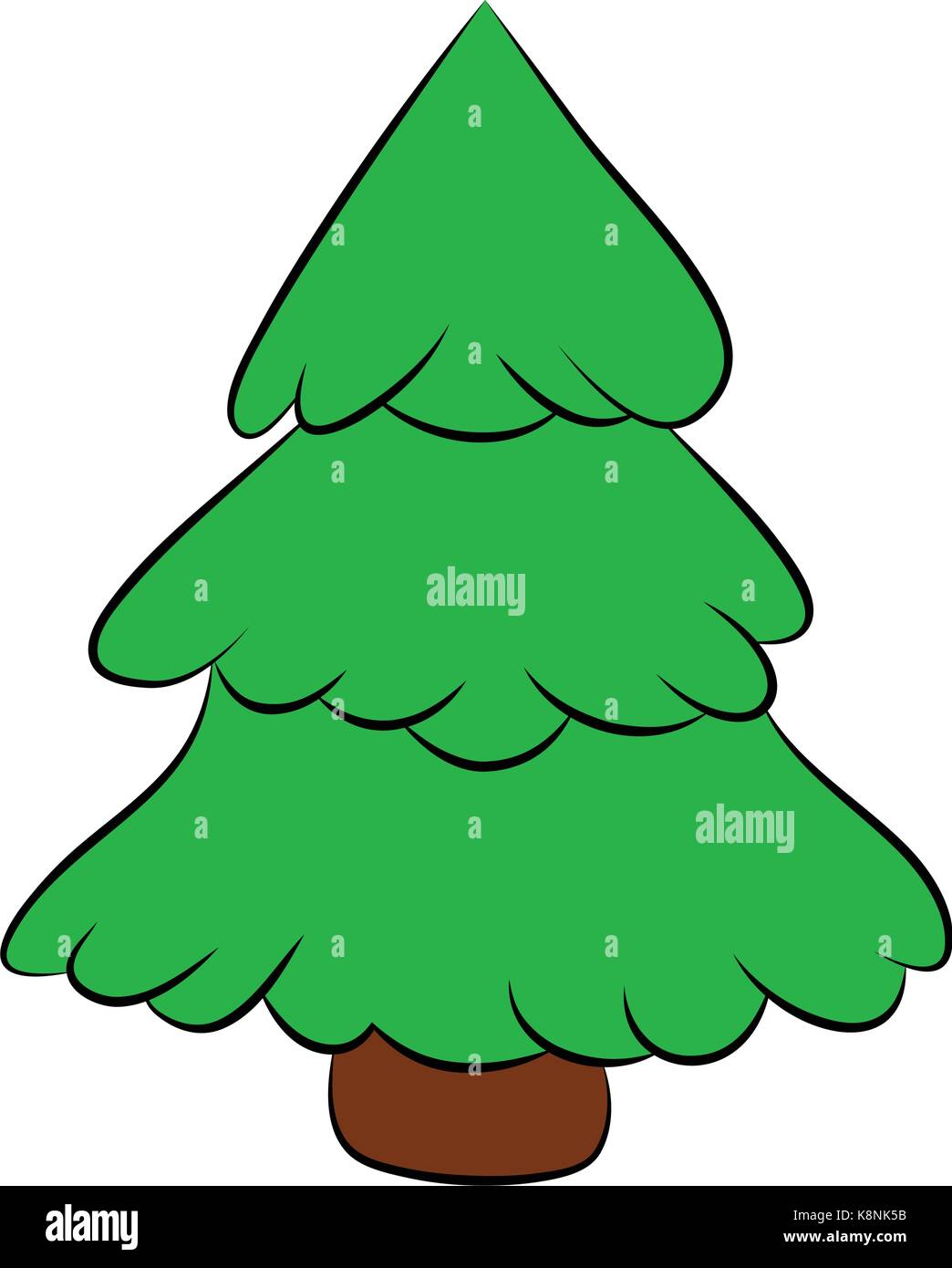 Weihnachtsbaum, cartoon Design für Karte, Icon, Symbol. Winter Vector Illustration auf weißem Hintergrund. Stock Vektor