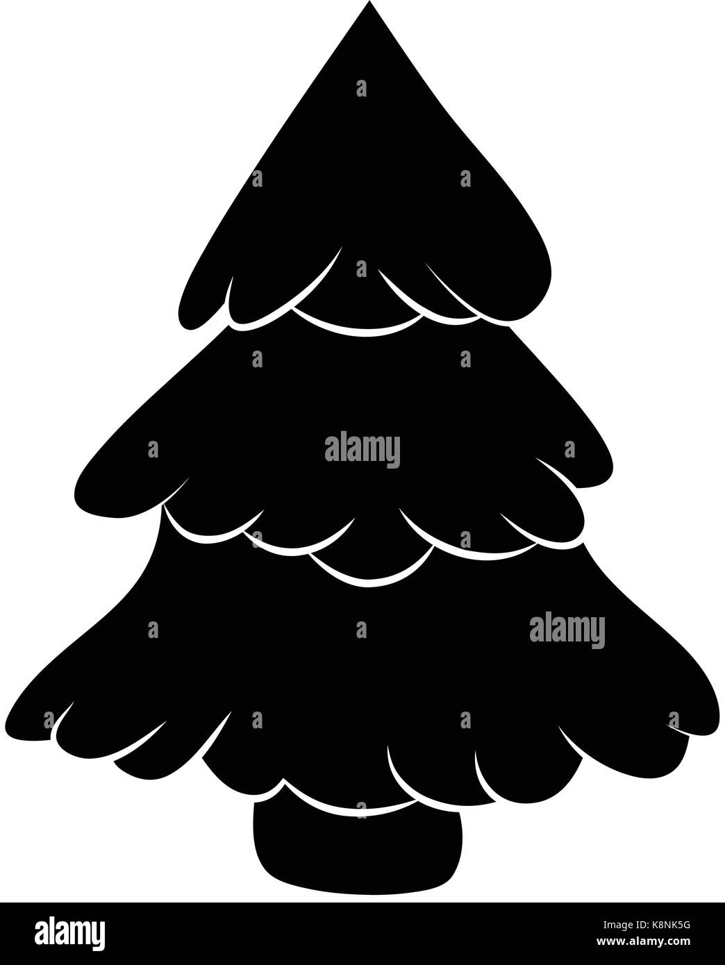 Weihnachtsbaum Silhouette, cartoon Design für Karte, Icon, Symbol. Winter Vector Illustration auf weißem Hintergrund. Stock Vektor