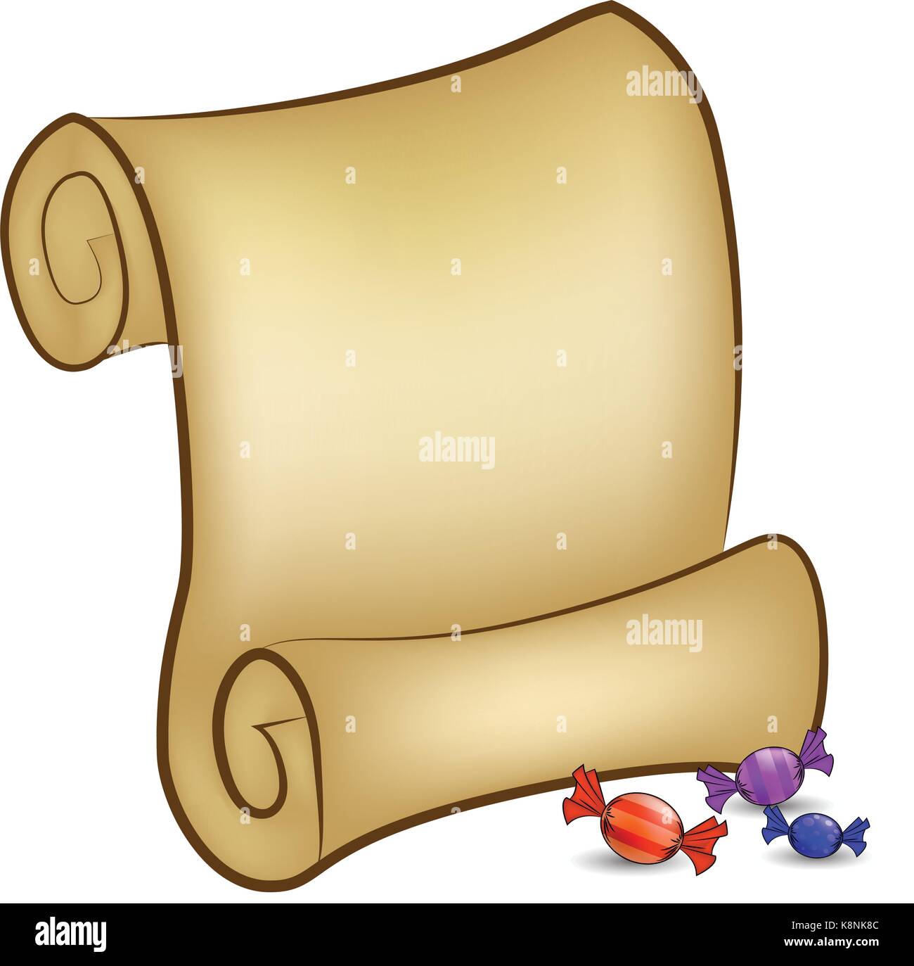 Weihnachten Papier blättern Karte mit Süßigkeiten. Vector Illustration auf weißem Hintergrund. Stock Vektor