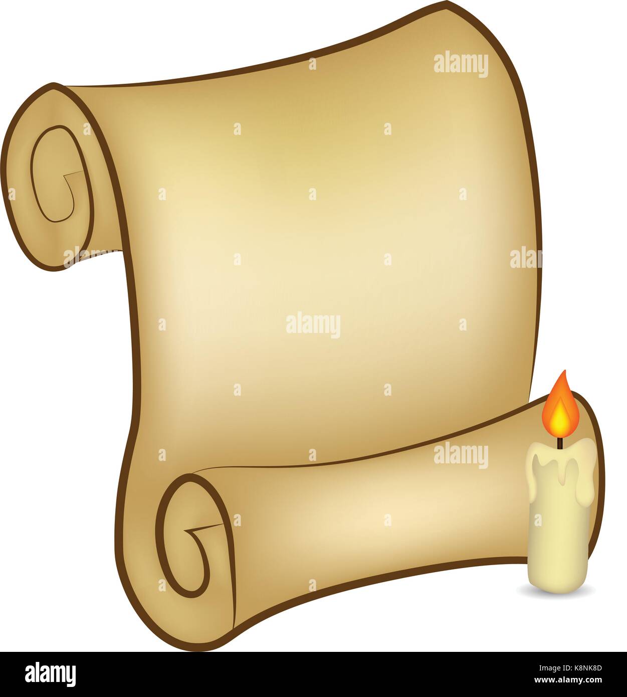 Weihnachten Papier blättern Karte mit Kerze. Vector Illustration auf weißem Hintergrund. Stock Vektor