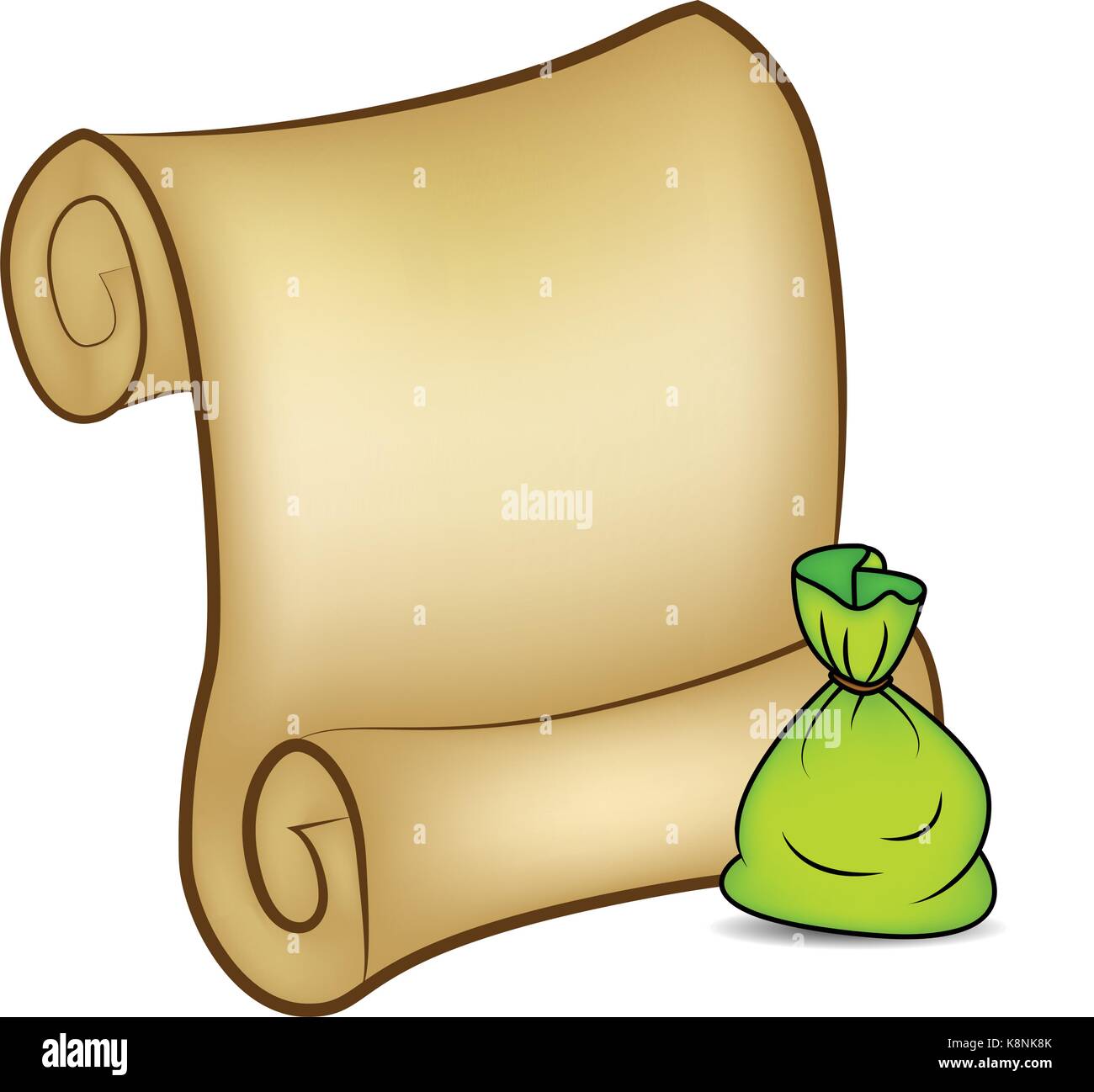 Weihnachten Papier blättern Karte mit santa sack, Tasche. Vector Illustration auf weißem Hintergrund. Stock Vektor