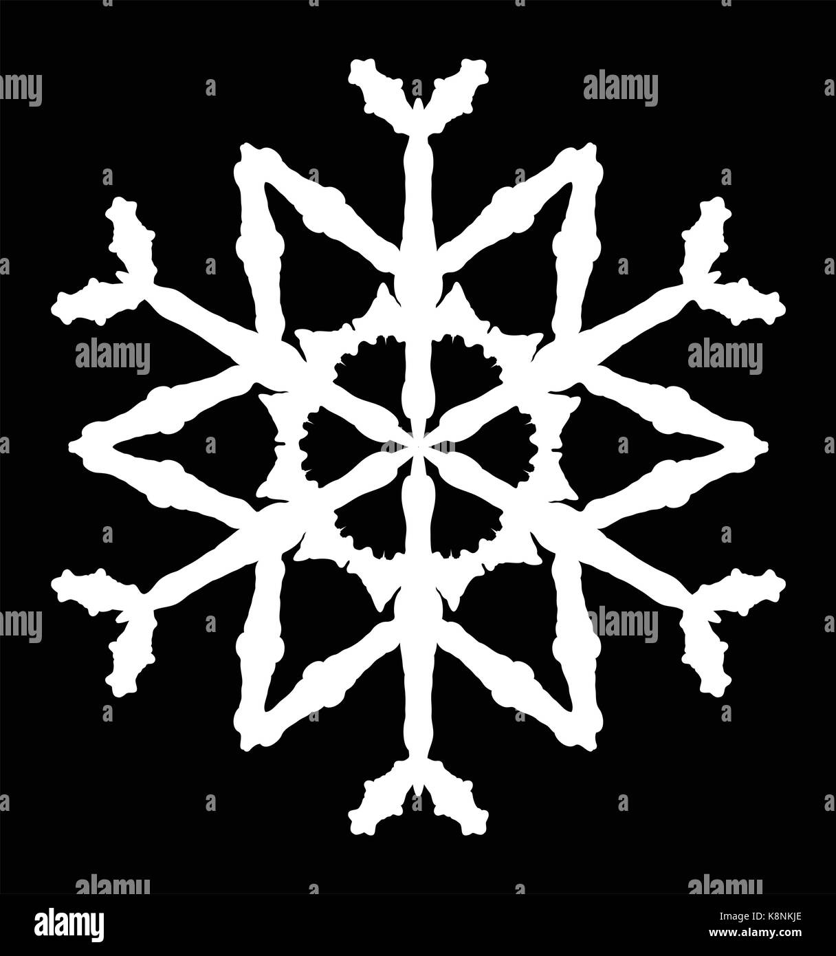 Schneeflocke silhouette Symbol, Symbol, Design. Winter, Weihnachten Vector Illustration auf dem schwarzen Hintergrund isoliert. Stock Vektor