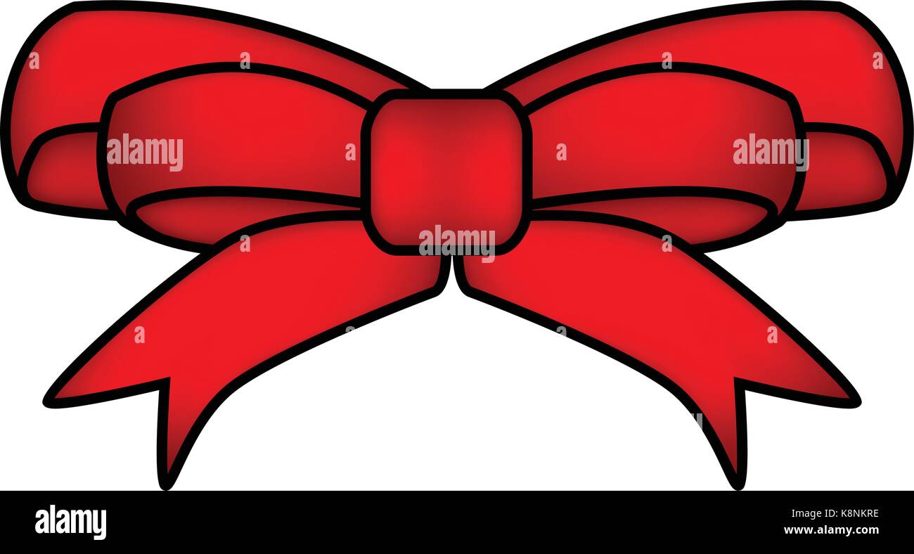 Red Ribbon bow für Weihnachtsgeschenk symbol Design. Vector Illustration auf weißem Hintergrund. Stock Vektor