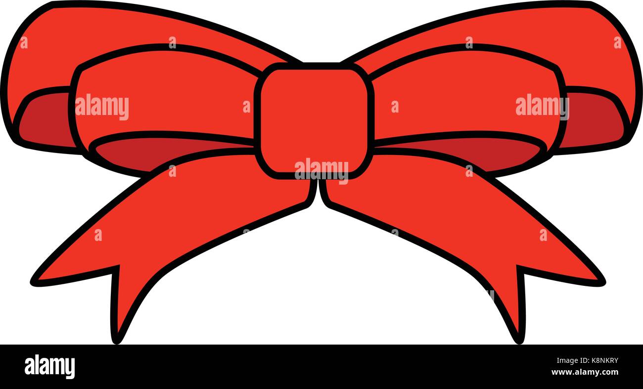 Red Ribbon bow für Weihnachtsgeschenk symbol Design. Vector Illustration auf weißem Hintergrund. Stock Vektor