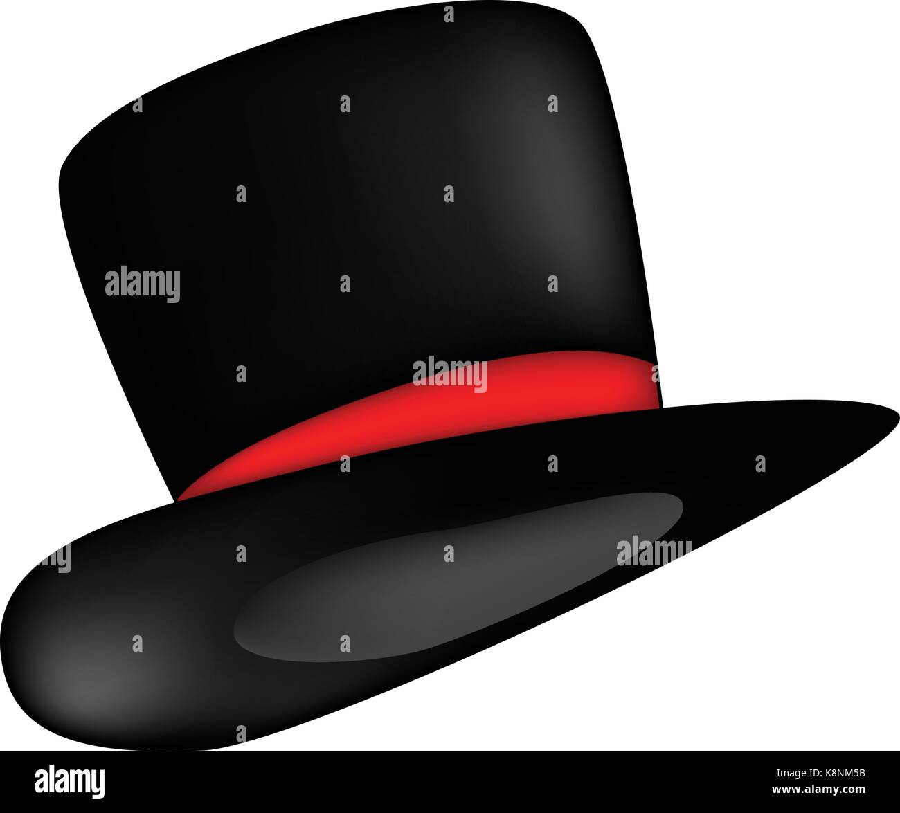 Magie hat, Gentleman hat Zylinder mit Ribbon Symbol, Symbol, Design. Vector Illustration auf weißem Hintergrund. Stock Vektor