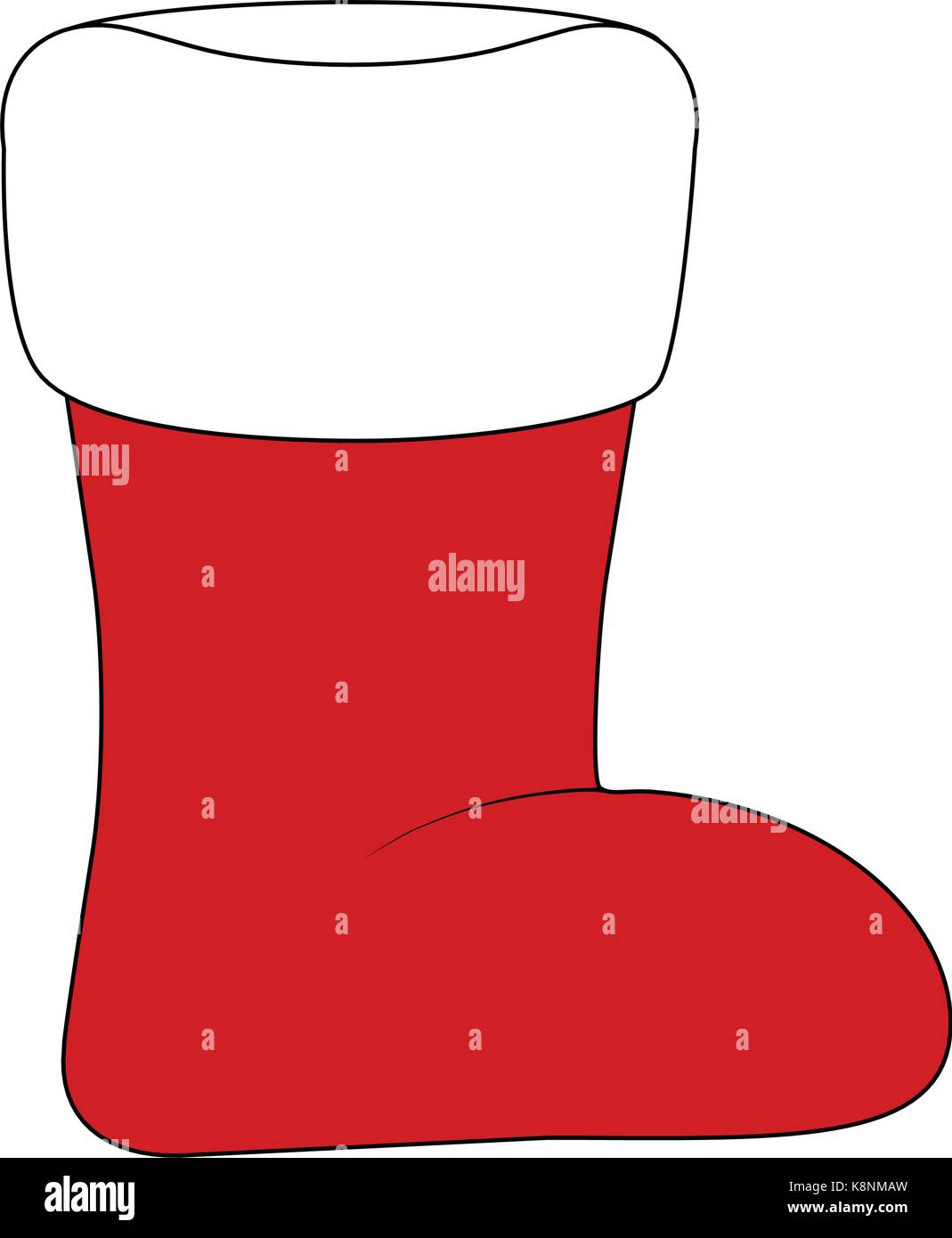 Weihnachten Socke, Santa Boot Symbol, Symbol, Design. Winter Vector Illustration auf weißem Hintergrund. Stock Vektor