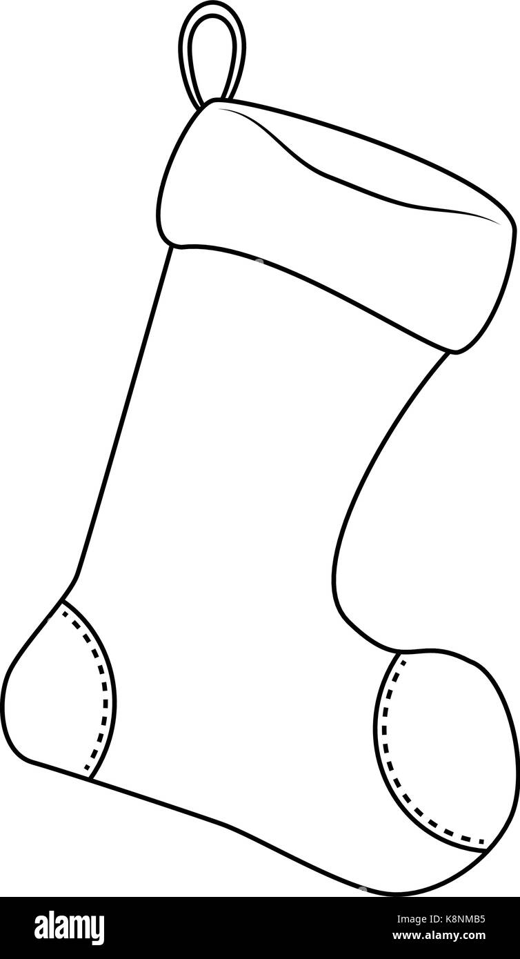 Weihnachten Socke Umrisse Symbol, Symbol, Design. Winter Vector Illustration auf weißem Hintergrund. Stock Vektor