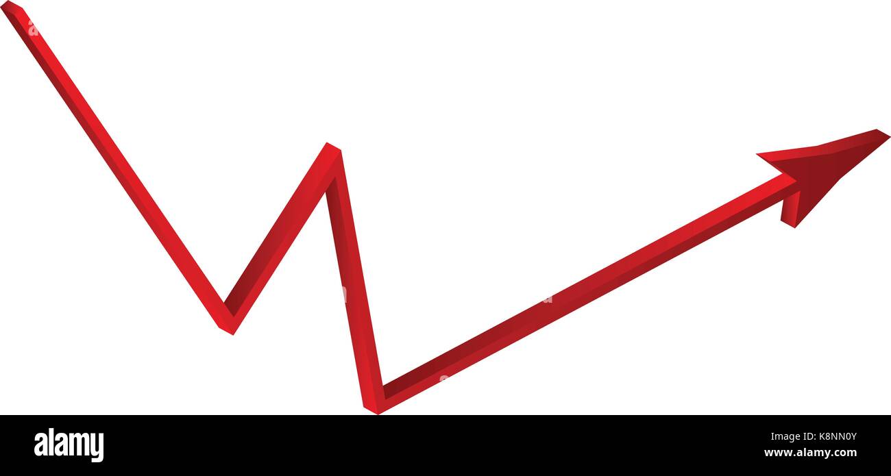 Erhöhen Pfeilsymbol, rotes Symbol Geschäftskonzept. Vector Illustration auf weißem Hintergrund. Stock Vektor